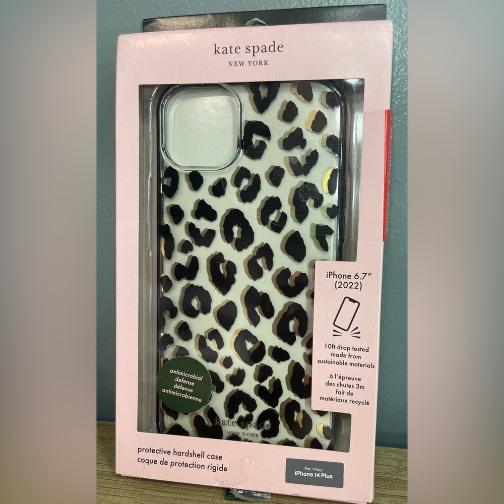NEW! Kate Spade iPhone 14 Plus Case Leopard Print